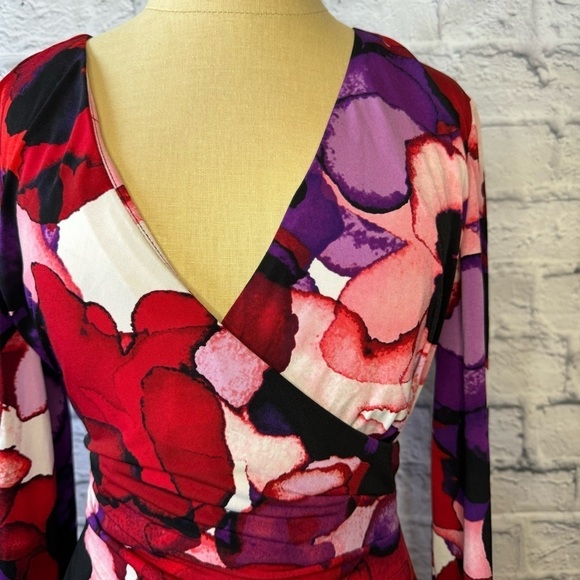 Calvin Klein Abstract Floral Faux Wrap Dress Women’s US 8 - Picture 9 of 11